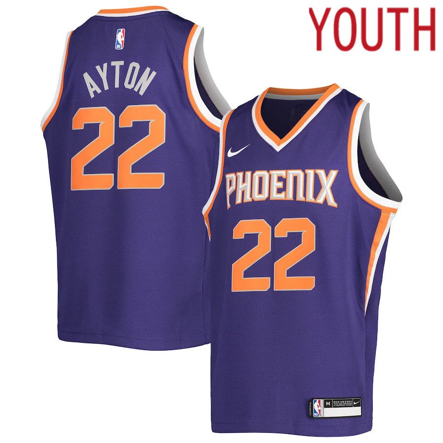 Youth Phoenix Suns 22 Deandre Ayton Nike Purple 2020-21 Swingman NBA Jersey